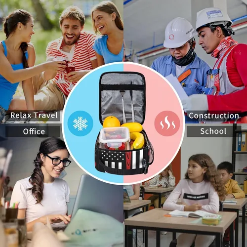 Miniatura 7 de Miaoquhe Lonchera de béisbol para hombres, bolsa de béisbol con bandera estadounidense para mujeres, bolsa de almuerzo para niños, bolsa de almuerzo