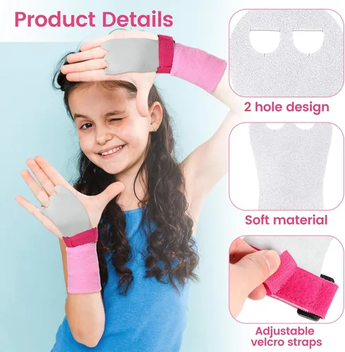 Miniatura 3 de Juego de 2 pares de guantes de gimnasia para bares y niñas, juegos de muñequeras de gimnasia rosa y negro con muñequeras para barra de gimnasia