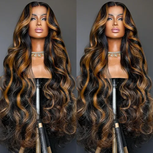 Miniatura 24 de BAIICS Pelucas de cabello humano rubio miel con encaje frontal transparente HD de 13 x 6 pulgadas, peluca frontal de encaje transparente HD 12A