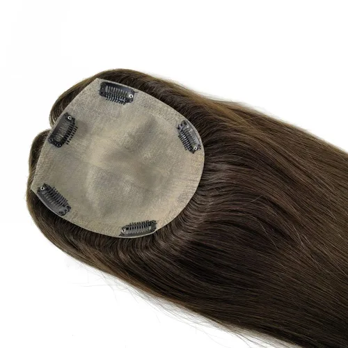 Miniatura 12 de Base de PU de piel fina inyectada con base de seda superior dividida Tamaño de partición 15cm*16cm Topper de cabello humano para mujeres