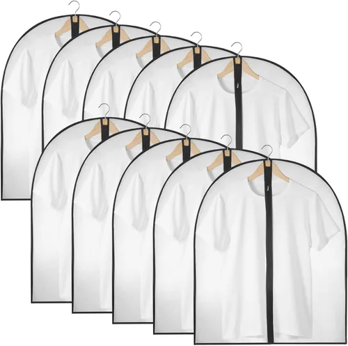 Miniatura 22 de Bolsas de ropa de 50 pulgadas para colgar ropa, fundas transparentes a prueba de trajes con refuerzos de 4 pulgadas para almacenamiento en armario