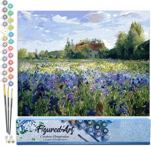 Miniatura 87 de Figured'Art - Juego de pintura por números, lienzo enrollado sin marco, para manualidades, para adultos, 16 x 20 pulgadas, jarrón de peonías
