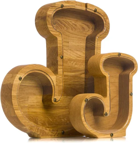 Miniatura 3 de Alcancía de madera personalizada con letra para niños, niñas y adultos, bancos de monedas de madera de roble duradero, 3 tamaños para elegir