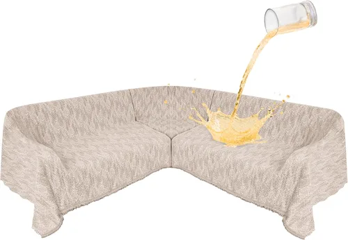 Miniatura 23 de Fundas de sofá seccional 100% impermeables para perros, funda de sofá de esquina en forma de L, funda de sofá de chenilla lavable, cobija moderna