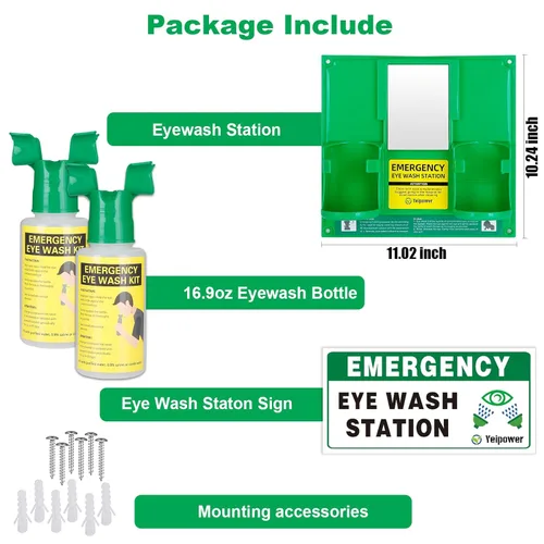 Miniatura 6 de Estación Portátil de Lavado de Ojos Aprobada por OSHA - Kit de Botellas de Lavado de Ojos de Emergencia Mejorado Limpia Ambos Ojos Simultáneamente