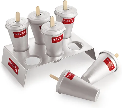 Miniatura 8 de HAZEL Juego de 12 moldes de aluminio para kulfi con 2 soportes y 24 varillas, para hacer helados y paletas reutilizables, moldes Kulfi para hacer