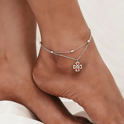 Miniatura 104 de CHIC & ARTSY Tobilleras delicadas de plata de ley S925 para verano, pulsera de tobillo ajustable multicapa para playa, joyería de pie para mujer