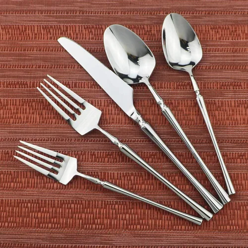 Miniatura 3 de Juego de cubiertos de 20 piezas, acero inoxidable 18/10, acabado satinado, juego de cubiertos para el hogar, elegante juego de utensilios de cocina