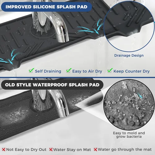 Miniatura 8 de Bandeja colectora de goteo para mango de grifo de silicona, tapete de grifo de silicona, soporte para esponja de jabón de platos para accesorios
