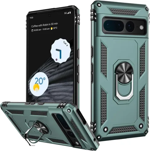 Miniatura 73 de LUMARKE Funda para Google Pixel 5 con protector de pantalla, pasa 16 pies, probada en caídas, grado militar, con soporte de anillo magnético, Rojo
