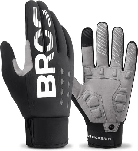 ROCKBROS Guantes de ciclismo de invierno para pantalla táctil, guantes de bicicleta de montaña para clima frío, guantes de ciclismo para hombres