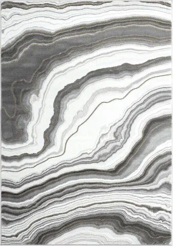 Miniatura 3 de Abani Rugs - Alfombra contemporánea granito gris y dorado de 4 x 6 pies, diseño de remolino de mármol, alfombra de comedor que no desprende pelusa