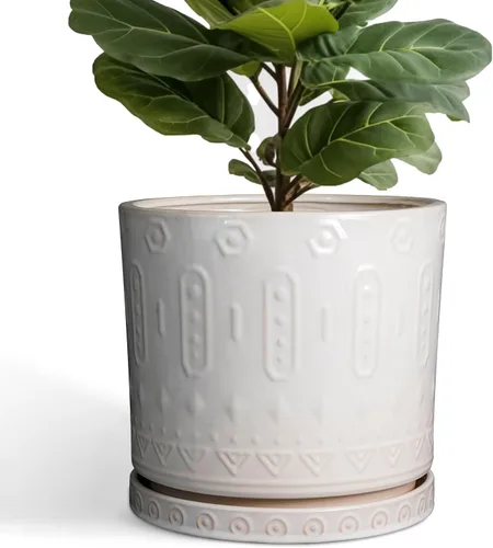 Miniatura 24 de Maceta de Cerámica Eightpot - Maceta de 20 cm para Interior con Agujeros de Drenaje y Platillo, Maceta Redonda para Exterior, Maceta Moderna de Azul