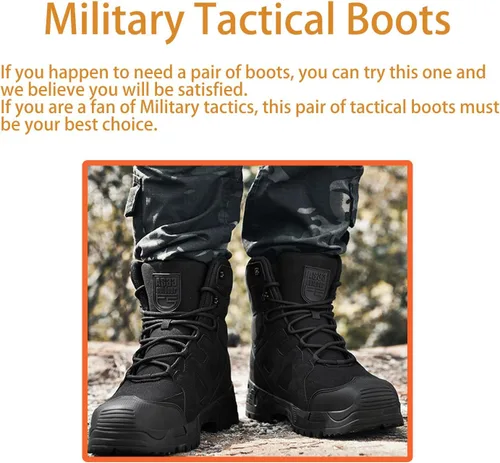 Miniatura 2 de Kervaky Botas tácticas para hombre, botas militares, botas de trabajo, botas de desierto, botas duraderas, botas de senderismo, botas de combate