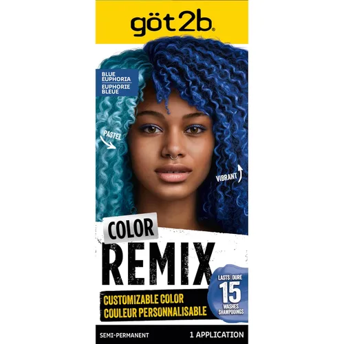 got2b Color Remix - Tinte semipermanente para el cabello, Blue Euphoria 095, tinte temporal personalizable para crear una sombra vibrante o pastel,