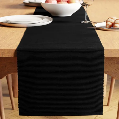 Miniatura 10 de Encasa XO Camino de mesa de comedor de 13 x 72 pulgadas Algodón acanalado fino teñido con hilo Azul escalera Lavable a máquina Escalera Azul