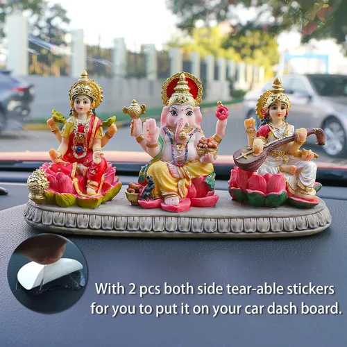 Miniatura 7 de India Laxmi Ganesh Saraswati Estatua – 3.9 pulgadas de alto Dios indio Lakshmi Ganesha Saraswati Estatuilla de ídolo hindú Diwali Regalos Diwali