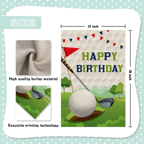 Miniatura 2 de Bandera de jardín con temática de golf, letrero de fiesta de cumpleaños para niños y niñas, adultos, fiesta de cumpleaños deportiva, decoración