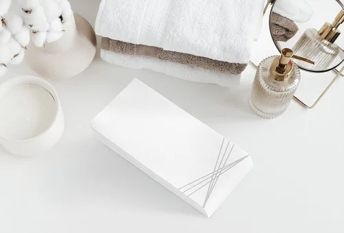 Miniatura 2 de Paquete de 100 toallas de mano de papel para invitados con sensación de lino, toallas de papel desechables súper absorbentes para baño, fiesta