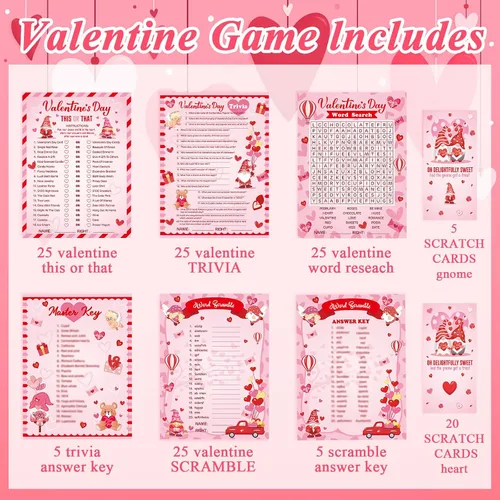 Miniatura 2 de Chinco 127 tarjetas de juegos para el día de San Valentín, juego de bingo para adultos y niños, fiesta del día de San Valentín con lápiz