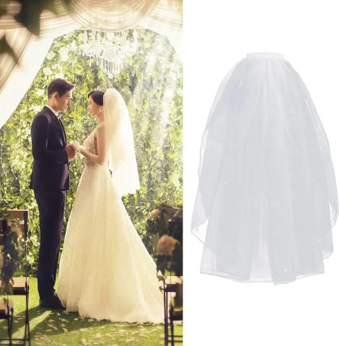 Miniatura 6 de Eioflia Velo de novia corto, velo para novias, velo de novia corto de 2 niveles velos de tul para novia, velo de niña de flores con cinta de peine