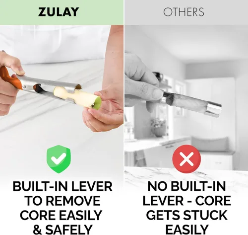 Miniatura 8 de Zulay Kitchen Herramienta Premium para Descorazonar Manzanas - Hojas Ultra Afiladas, de Acero Inoxidable, Serradas para Descorazonas Fáciles - Fácil