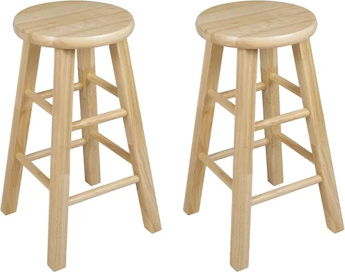 Miniatura 2 de PJ Wood Taburetes de cocina clásicos de asiento redondo de 24 pulgadas de alto para hogares, espacios de comedor y bares con asientos sin espalda, 4
