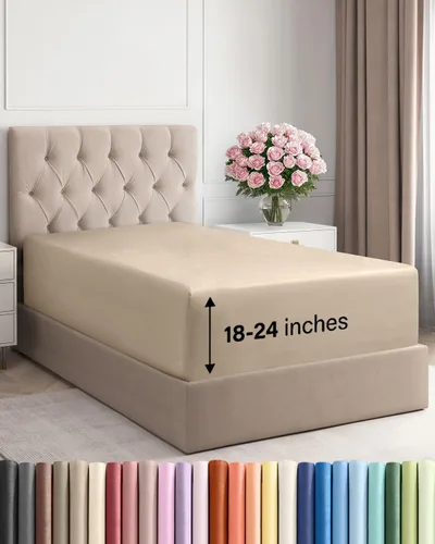 Miniatura 92 de Sábana bajera ajustable extra profunda tamaño completo – Sábana bajera individual de lujo para hotel únicamente – Se adapta fácilmente a colchones