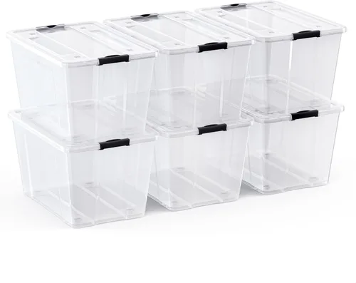 Miniatura 7 de Lifetime Appliance Parts paquete de 6 contenedores organizadores de almacenamiento de plástico de 34 cuartos de galón con tapa ultra duradera