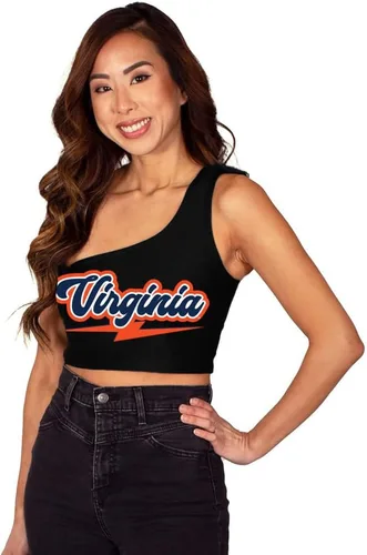 Miniatura 6 de Lojobands Camiseta sin mangas de un hombro para mujer, para portón trasero, talla única Miami University Redhawks - Negro