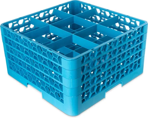 Miniatura 12 de Carlisle FoodService Products RG9-214 OptiClean Estante de vidrio con 9 compartimentos con 2 extensores, 7.12 pulgadas, polipropileno, azul