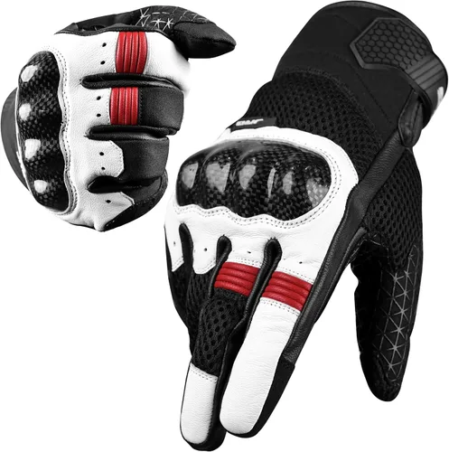 Miniatura 9 de J.A.G. Guantes de Motocicleta de Piel para Hombre - Protección de Nudillo de Fibra de Carbono, Motocicleta, Deportes Motorizados, Bicicleta