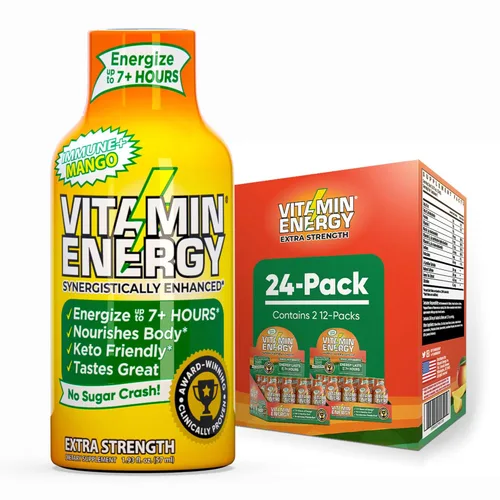 Miniatura 24 de Vitamin Energy Immune+ Extra Strength Energy Shot Army Orange 10 unidades, 260 mg de cafeína natural, vitaminas B, citicolina, té verde, apoyo