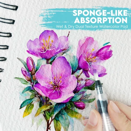 Miniatura 4 de KOVIEDE Bloc de papel de acuarela 100% algodón, 30 hojas de 7 x 10 pulgadas, encuadernado en espiral, 140 libras/10.58 oz/m², cuaderno de bocetos
