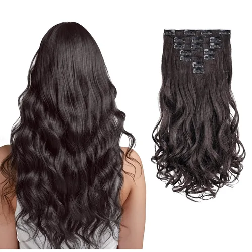 Miniatura 30 de SYXLCYGG Extensiones de cabello rubio, 2 unidades, extensiones de cabello con clip de 22 pulgadas, 5 onzas, lacio, sintético, esponjoso, rubio