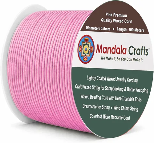 Miniatura 67 de Cuerda Mandala Crafts 0.03 pulgadas 109 yardas para hacer joyería, artesanía, macramé, cuerda de algodón encerado Negro