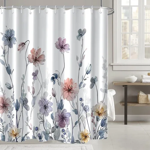 Miniatura 54 de AWERT Cortina de ducha pequeña de tamaño medio con 6 ganchos, cortina de ducha de 36 x 72 pulgadas, cortina de ducha bohemia de 36 pulgadas para Boho