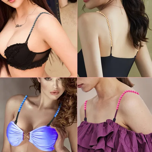 Miniatura 5 de Women's Replacement Bra Strap Rhinestone Invisible Elastic Adjustable Removable Shoulder Straps Tops Dress Decoration Multi Color 5Pairs Pack