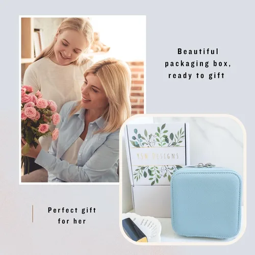 Miniatura 5 de Caja organizadora de joyas de viaje, joyero de viaje, pequeño joyero para mujer, estuche de viaje de joyería, caja organizadora de aretes con espejo