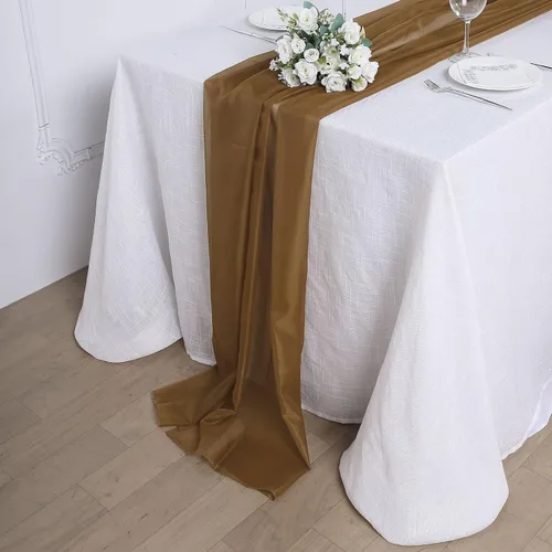 Miniatura 21 de Tableclothsfactory Camino de mesa de gasa de amatista de 22 x 80 pulgadas para bodas, fiestas, banquetes, decoración, ajuste rectangular y mesa