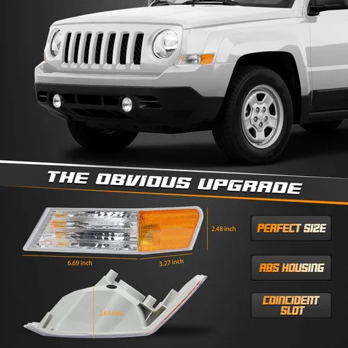 Miniatura 2 de HERCOO Cubierta de lámpara de luz intermitente frontal Compatible con Jeep Patriot 2007 2008 2009 2010 2011 2013 2014 2015 2016 2017 Luz de esquina