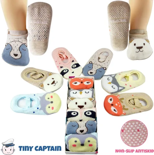Miniatura 3 de Tiny Captain Calcetines de agarre para niñas de 1 a 3 años de edad, calcetines antideslizantes de animales de 1 a 3 años, set de regalo para niñas