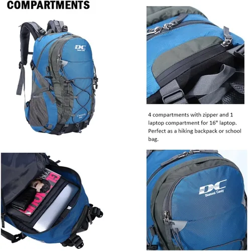 Miniatura 4 de Diamond Candy Mochila de Senderismo Impermeable para Hombres y Mujeres, Mochila Ligera de Día para Viajes y Campamento Waterproof Azul