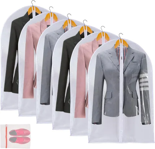 Miniatura 13 de Bolsa de ropa transparente para almacenamiento en el armario, bolsas de vinilo para colgar ropa, bolsas cortas para colgar ropa, fundas de abrigo