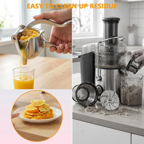 Miniatura 7 de Exprimidor manual y exprimidor de limón, exprimidor de cítricos de aluminio resistente de 0.6L, prensa de naranja, extractor de jugo de mano fácil
