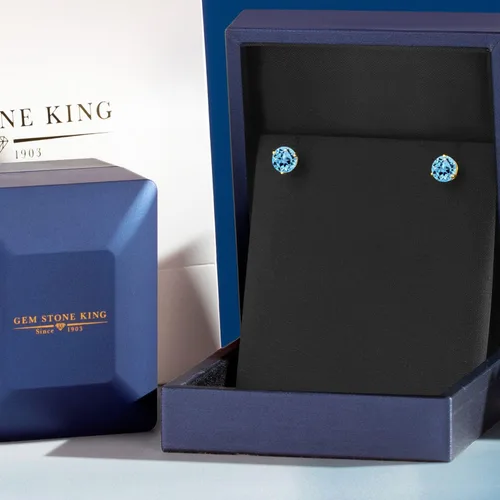 Miniatura 237 de Gem Stone King Aretes de Martini de oro amarillo de 14 quilates Aretes de tuerca de 3 puntas para mujeres y hombres Redondos de 0.236 pulgadas