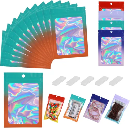 Miniatura 13 de 400 bolsas de Mylar resellables de 4 x 5 pulgadas, color negro, para almacenamiento de alimentos, bolsa resellable de Mylar con ventana transparente