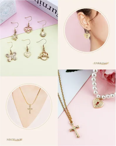 Miniatura 5 de JIALEEY Venta al por mayor a granel 50 piezas mezcladas de oro encantos colgantes DIY para collar pulsera joyería fabricación y artesanía, Zinc