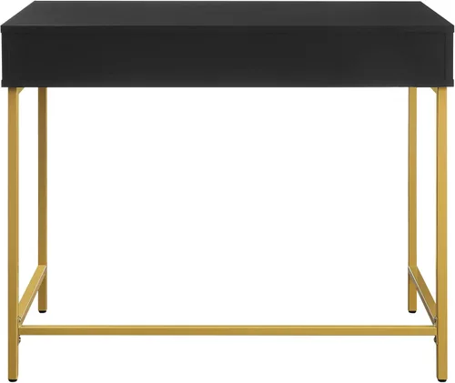 Miniatura 5 de OSP Home Furnishings Modern Life - Escritorio contemporáneo con cajón grande y patas de metal dorado, acabado negro