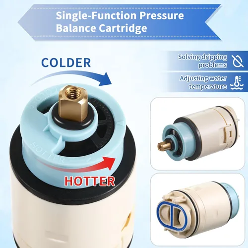 Miniatura 4 de Dreyoo Paquete de 1 cartucho de equilibrio de presión de una sola función de repuesto para RP70538, cartucho de ducha compatible con grifo Peerless